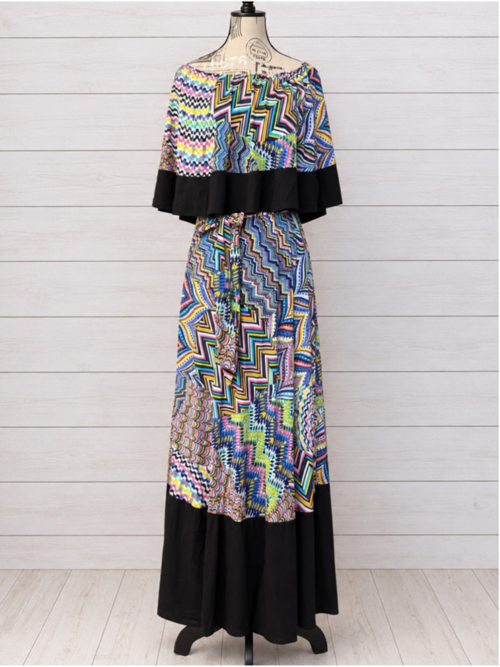 Janette John 3:16 Joya DJ13904 Multicolor Abstract Maxi Dress S NWOT